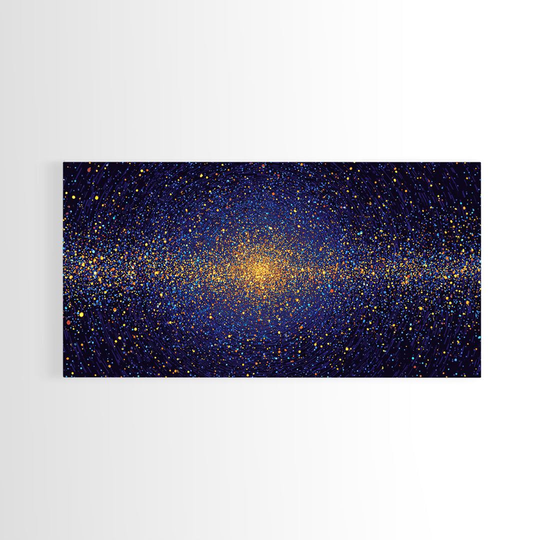 Golden Galaxy Vortex Of Stars Canvas Print, Abstract Space Wall Art, Mid Century Modern Decor, Cosmic Poster Print, Home Office Decor