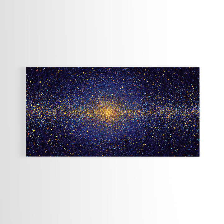 Golden Galaxy Vortex Of Stars Canvas Print, Abstract Space Wall Art, Mid Century Modern Decor, Cosmic Poster Print, Home Office Decor