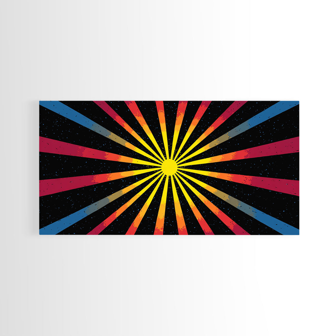 Cosmic Sunburst Wall Art, Black Starry Ray Poster, Retro Atomic Midcentury Modern Decor, Bold Geometric Space Print, MCM