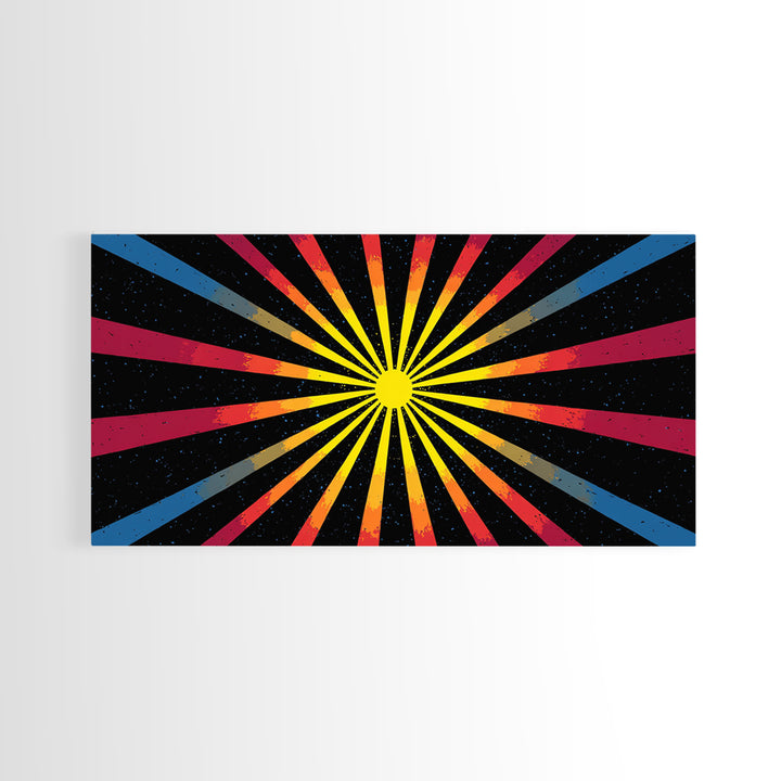 Cosmic Sunburst Wall Art, Black Starry Ray Poster, Retro Atomic Midcentury Modern Decor, Bold Geometric Space Print, MCM