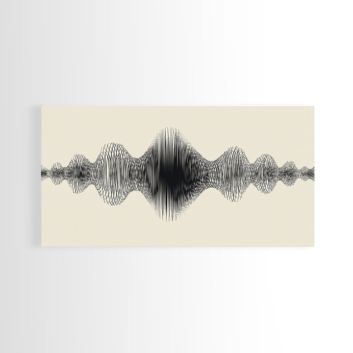 Cream And Black Audio Waveform Wall Art, Minimal Sound Wave Print, Scandinavian Modern Decor, Music Studio Office Wall Decor