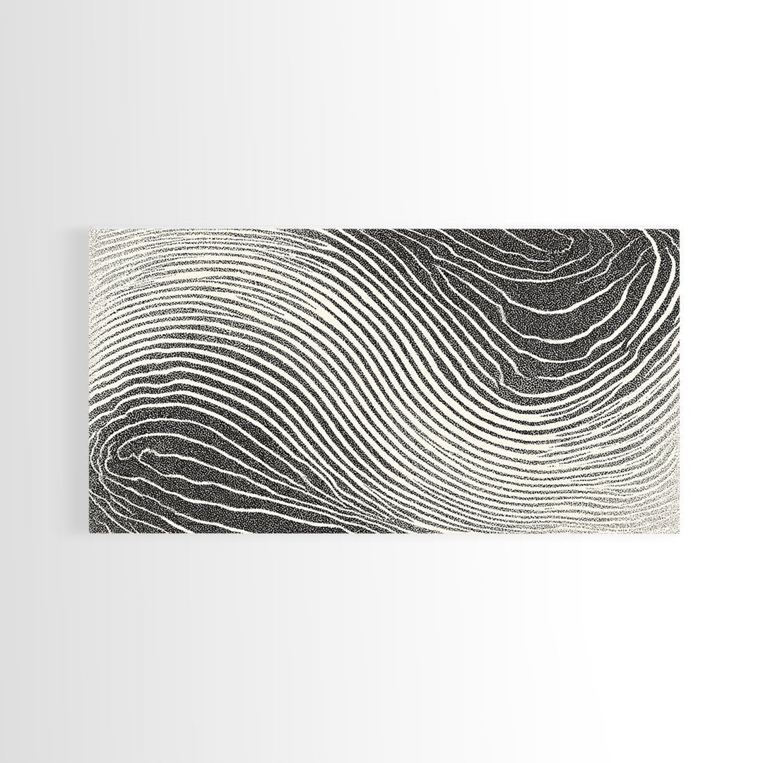 Black White Wavy Topographic Abstract Wall Art, Modern Geometric Line Print, Minimalist Decor, Office Or Bedroom Canvas Print