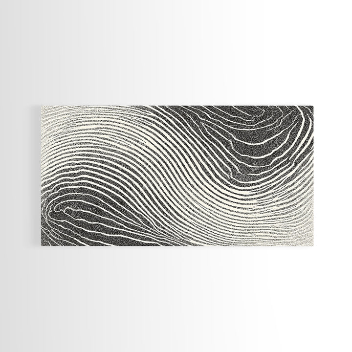 Black White Wavy Topographic Abstract Wall Art, Modern Geometric Line Print, Minimalist Decor, Office Or Bedroom Canvas Print