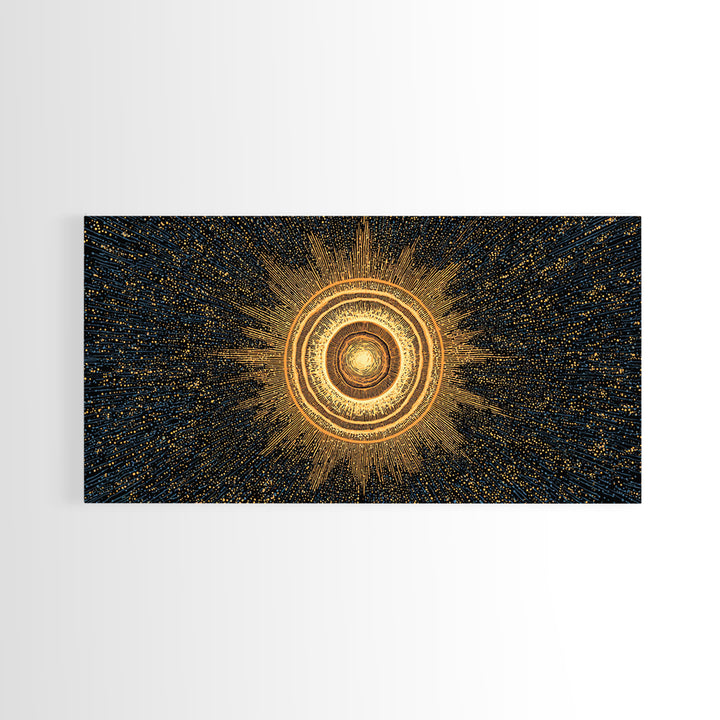 Golden Orbital Energy Sphere Canvas Print, Abstract Sci Fi Wall Decor, Cosmic Geometric Art, Modern Space Poster Gift Idea