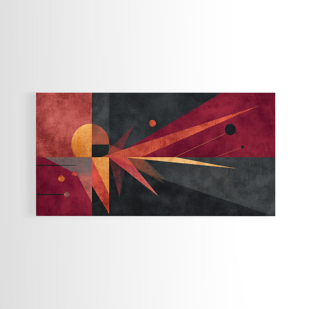 Red Black Atomic Sunburst Wall Art, Midcentury Modern Art, Geometric Abstract Print, Retro Wall Decor For Living Room Gift