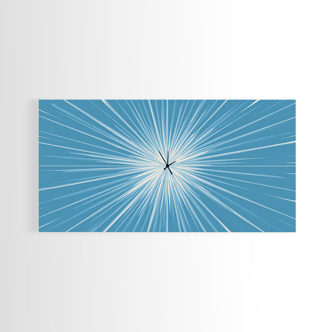 Light Blue White Radial Burst Canvas Print, Modern Abstract Art, Minimalist Wall Art, Geometric Sunburst, Office Decor Print