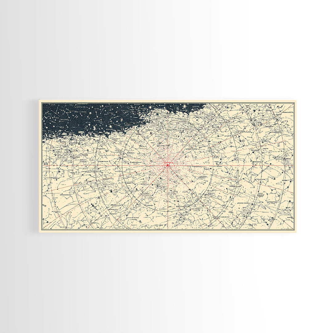 Cream Celestial Star Chart Wall Art, Minimal Astronomy Map, Peach Horizon Poster, Neutral Space Print, Modern Home Decor