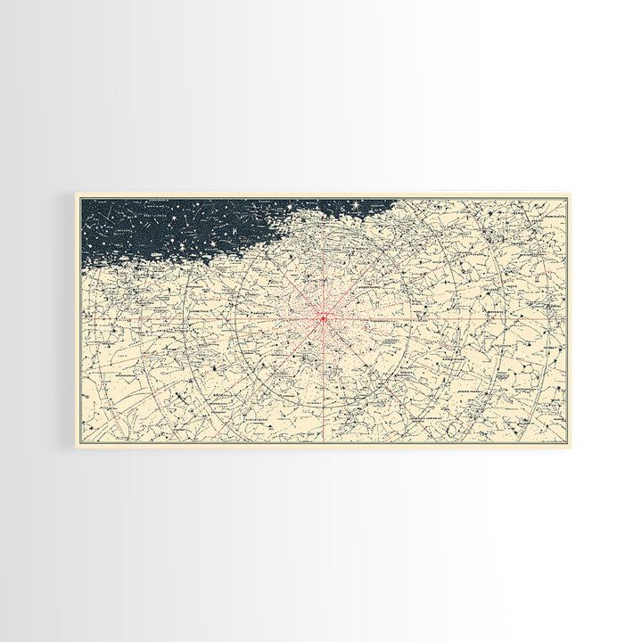 Cream Celestial Star Chart Wall Art, Minimal Astronomy Map, Peach Horizon Poster, Neutral Space Print, Modern Home Decor