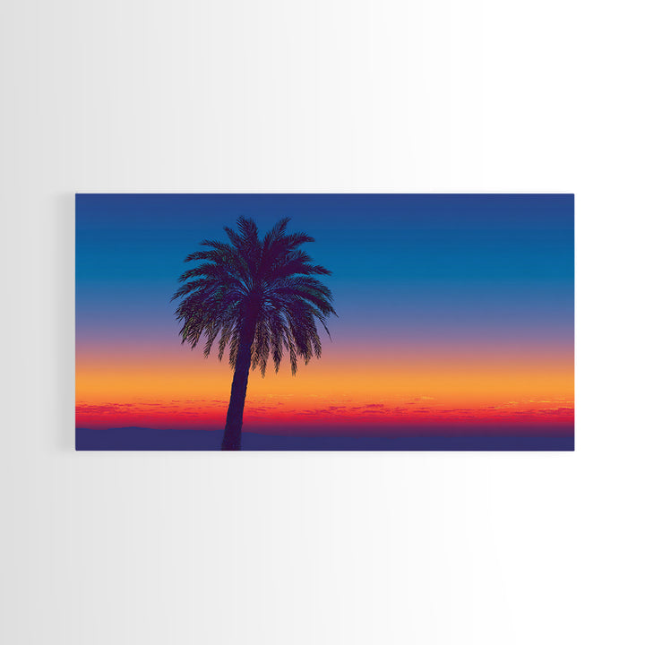 Silhouetted Palm Sunset Wall Art, Retro Tropical Landscape Print, Midcentury Modern Decor, Palm Springs Poster, Coastal Home Decor