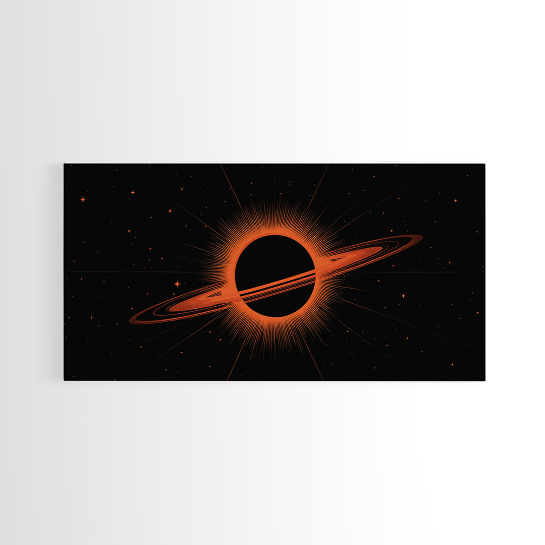 Orange Black Hole Eclipse Wall Art, Cosmic Retro Sci Fi Print, Midcentury Modern Space Poster, Atomic Starfield Home Decor