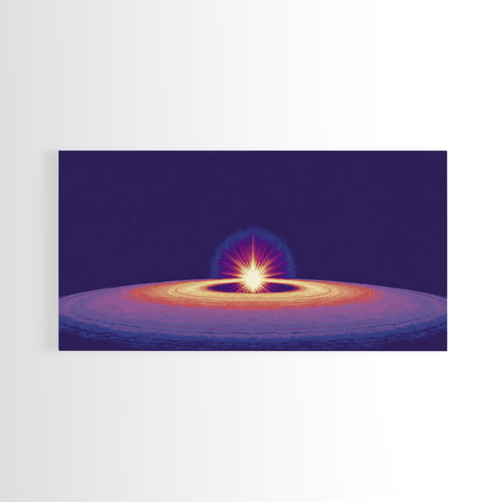Purple Black Hole Horizon Wall Art, Cosmic Space Abstract Print, Retro Sci Fi Poster, Modern Digital Art, Galaxy Decor Print