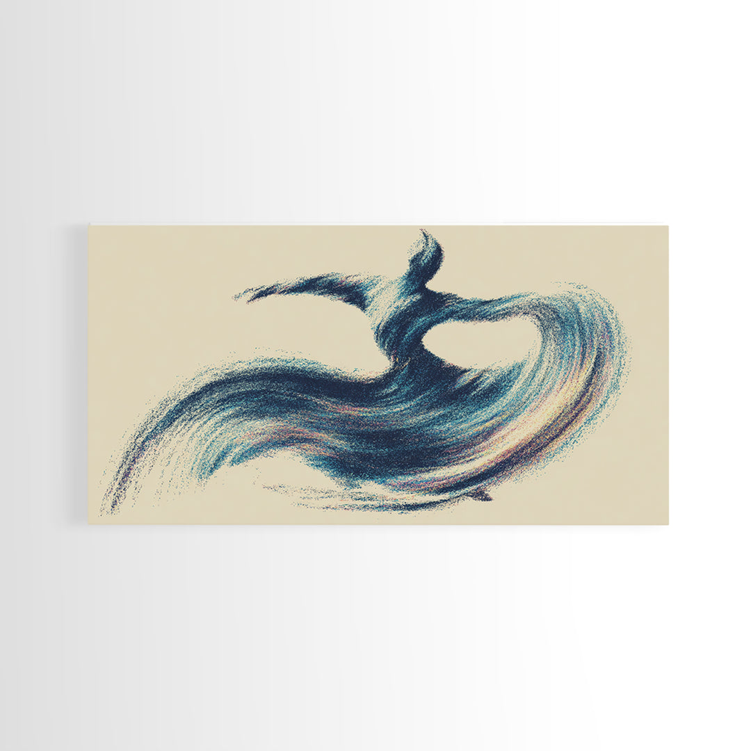 Abstract Blue Surfer Wave Motion Wall Art, Modern Abstract Art Print, Coastal Minimalist Poster, Yoga Studio Decor Gift Idea
