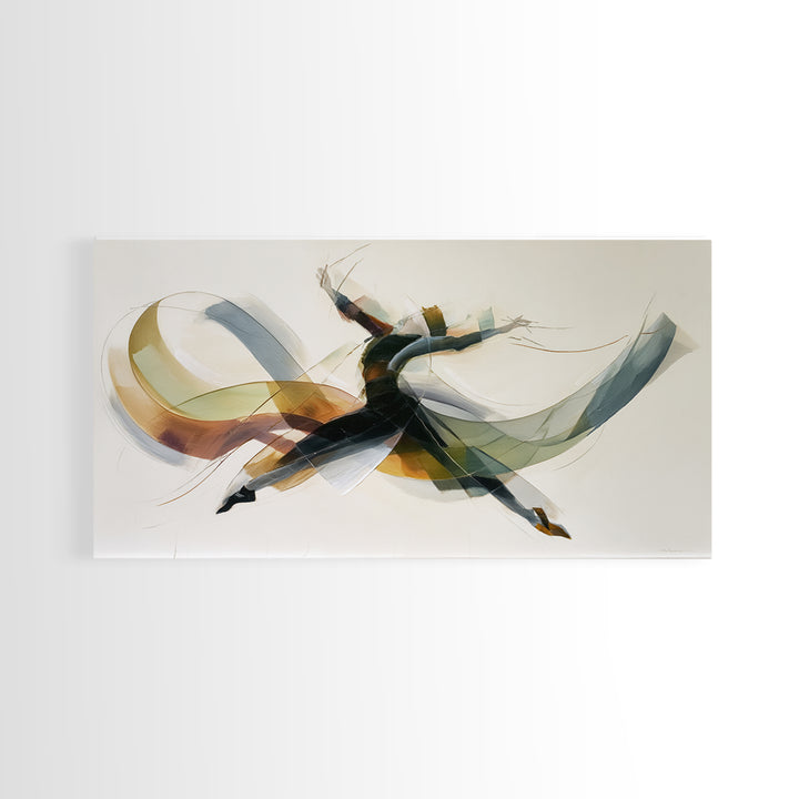 Leaping Abstract Dancer In Soft Ribbon Forms Canvas Print, Modern Contemporary Wall Art, Minimalist Artwork, Bedroom Decor