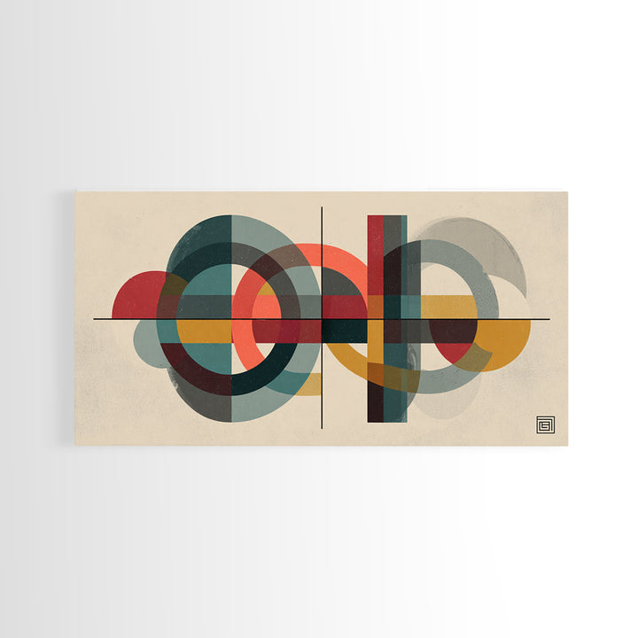 Overlapping Circles And Rectangles Wall Art, Midcentury Modern Geometric Art Print, Atomic Bauhaus Living Room Decor, Mid Century Decor