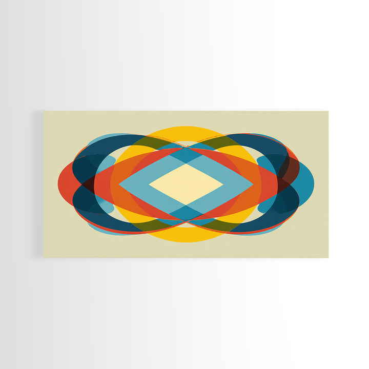 Colorful Overlapping Ellipse Abstract Wall Art, Midcentury Modern Geometric Print, Retro MCM Decor, Bold Living Room Art