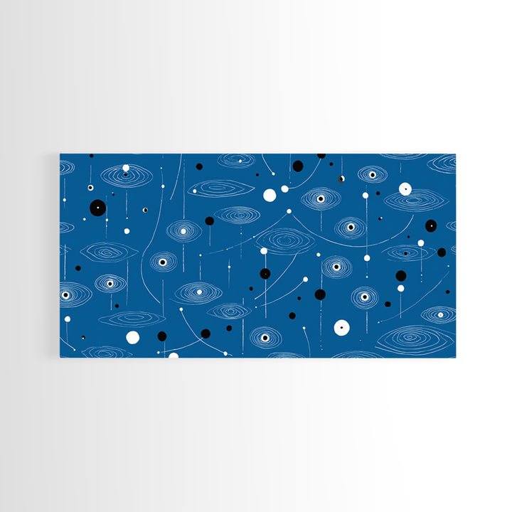 Blue Atomic Space Pattern Wall Art, Midcentury Modern Abstract Art, Retro Sci Fi Poster, Cosmic Modern Home Decor, MCM Wall Decor