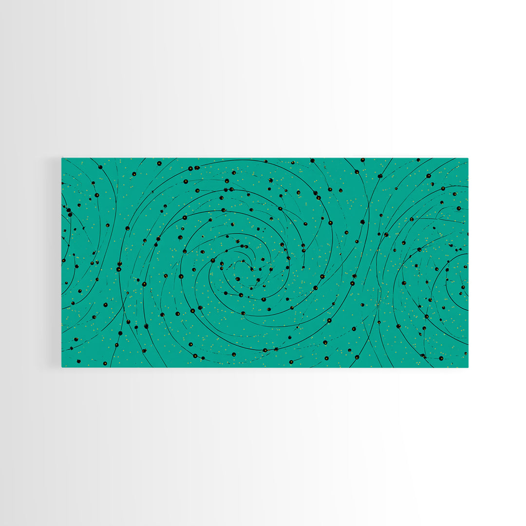 Teal Spiral Galaxy Abstract Canvas Print, Midcentury Modern Wall Art, Cosmic Retro Poster, Space Abstract Art Decor For Office