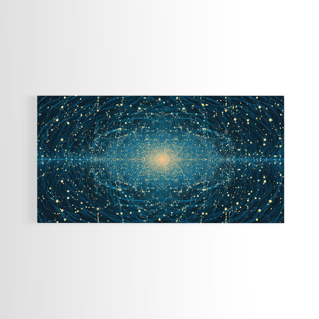 Golden Galaxy Core Stellar Space Wall Art, Midcentury Modern Abstract Art, Dark Cosmic Poster, Modern Home Decor, MCM Print