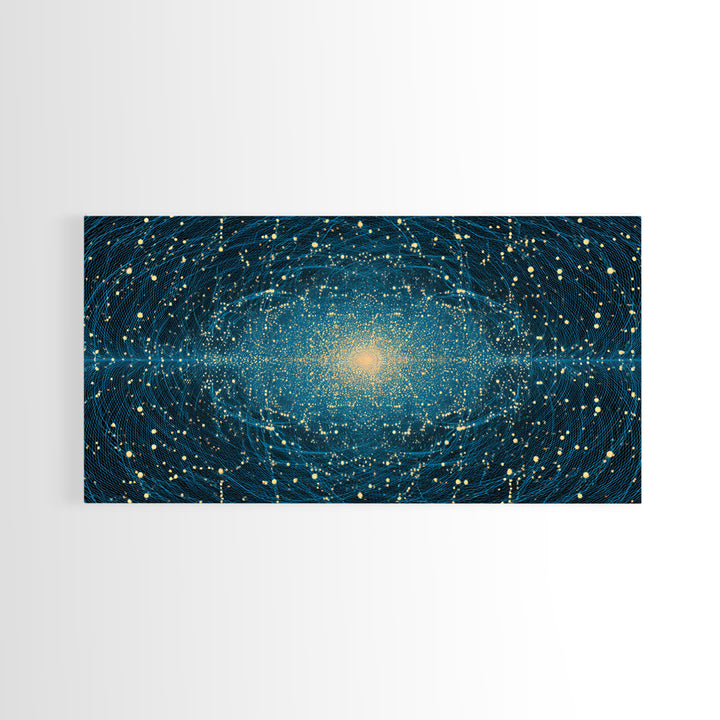 Golden Galaxy Core Stellar Space Wall Art, Midcentury Modern Abstract Art, Dark Cosmic Poster, Modern Home Decor, MCM Print