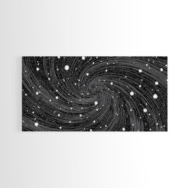 Black And White Spiral Galaxy Wall Art, Midcentury Modern Abstract Art, Retro Space Poster, Monochrome Home Decor, MCM Print