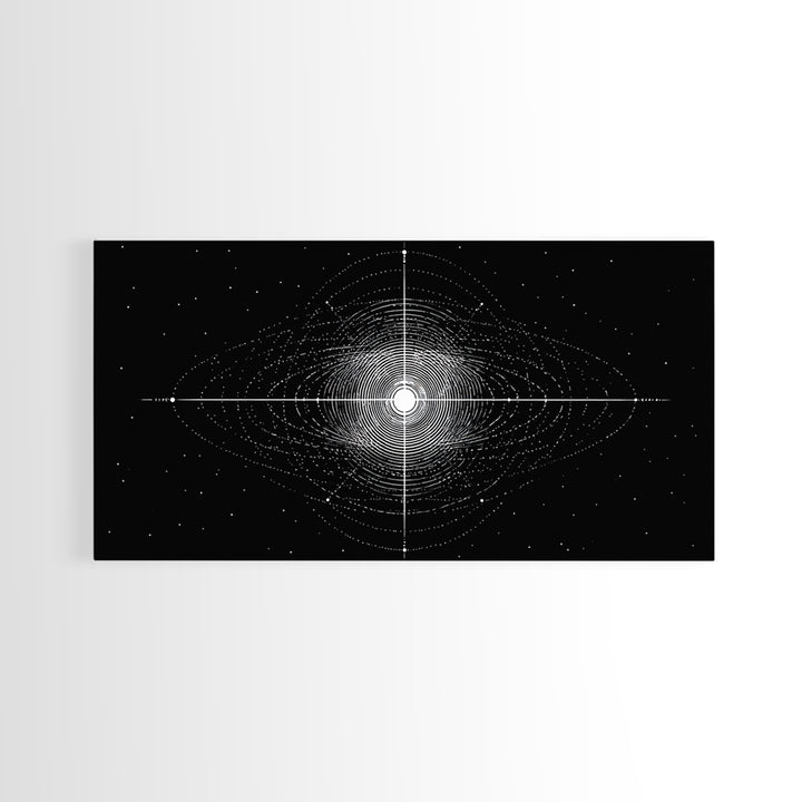 Black White Central Star Field Wall Art, Midcentury Modern Abstract Art, Cosmic Space Poster, Minimalist Home Decor, MCM Print