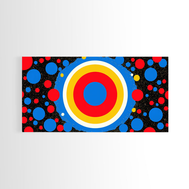 Concentric Target Canvas Print, Red Blue Yellow Circle Poster, Midcentury Modern Wall Decor, Pop Art Geometric MCM Print
