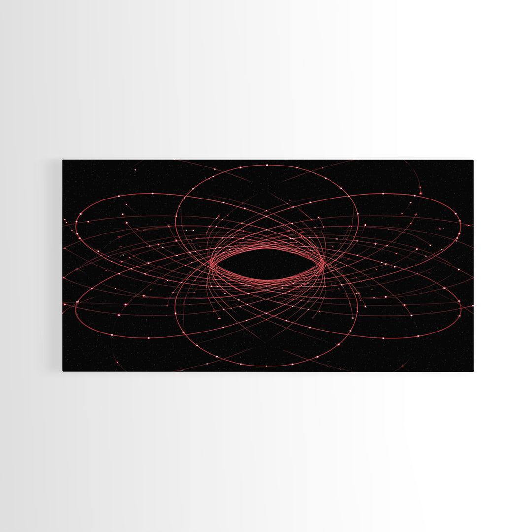 Red Orbital Black Hole Starfield Wall Art, Space Abstract Art, Modern Geometric Art Print, Sci Fi Decor For Home Office Gift