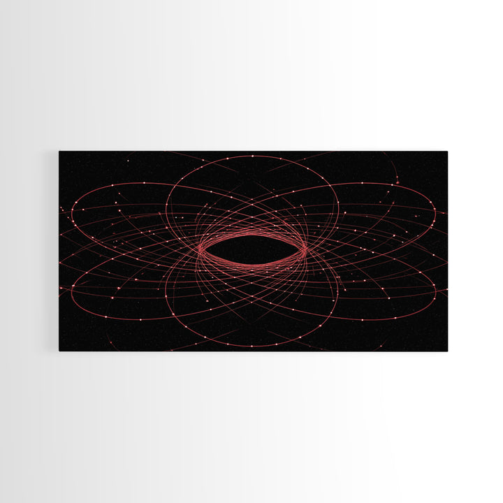 Red Orbital Black Hole Starfield Wall Art, Space Abstract Art, Modern Geometric Art Print, Sci Fi Decor For Home Office Gift