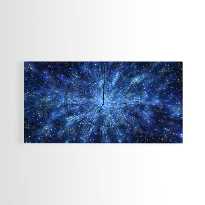 Blue Starfield Time Portal Wall Art, Modern Abstract Art, Space Poster, Digital Art Print, Galaxy Clock Decor, Home Office Art