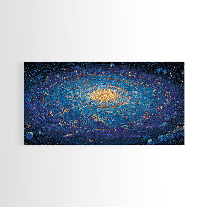 Electric Blue Galactic Spiral Wall Art, Modern Abstract Art, Space Poster, Cosmic Home Office Decor, Large Canvas Print Decor
