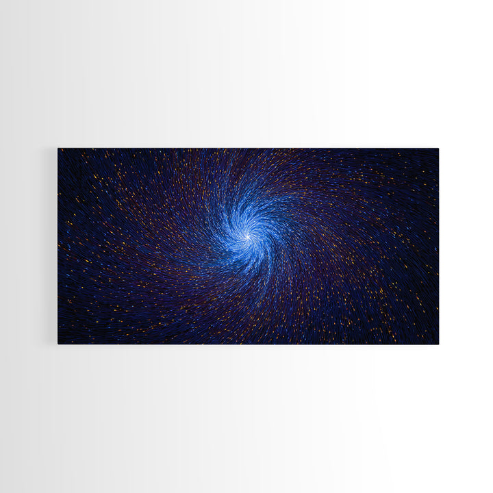 Blue Spiral Vortex Wall Art, Particle Galaxy Abstract, Modern Art Print, Cosmic Space Poster, Large Sci Fi Home Office Decor