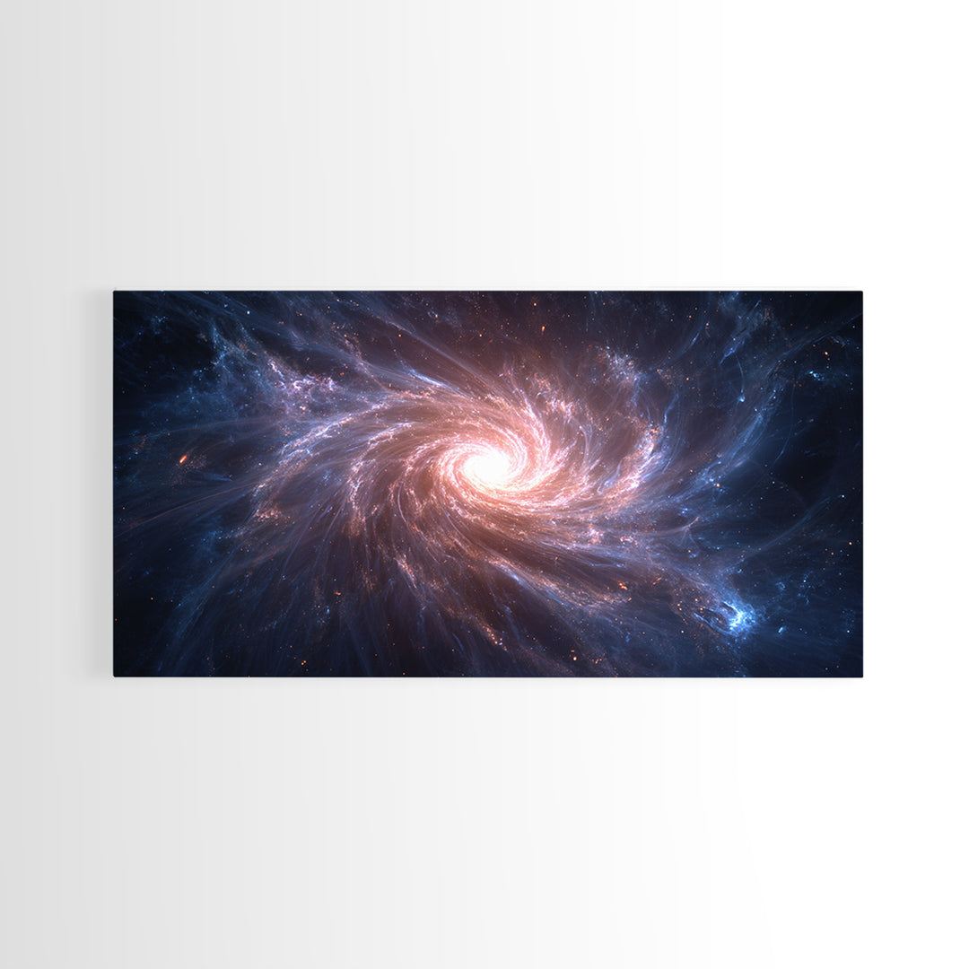 Pink Blue Spiral Galaxy Canvas Print, Cosmic Nebula Wall Art, Modern Abstract Space Poster, Bedroom Decor, Starry Gift Idea