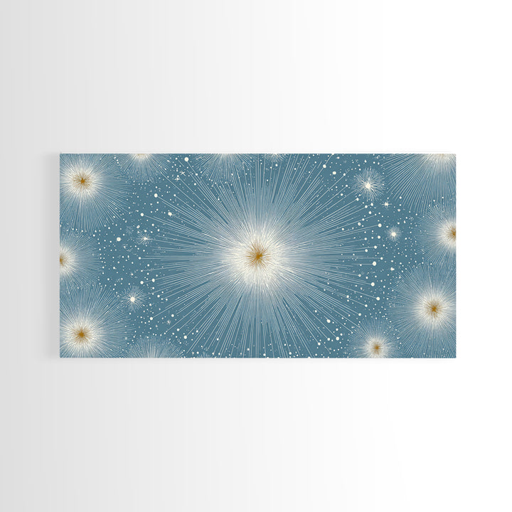 Pale Blue Star Mandala Wall Art, Symmetric Celestial Burst, Modern Abstract Art Print, Snowflake Poster, Calm Bedroom Decor