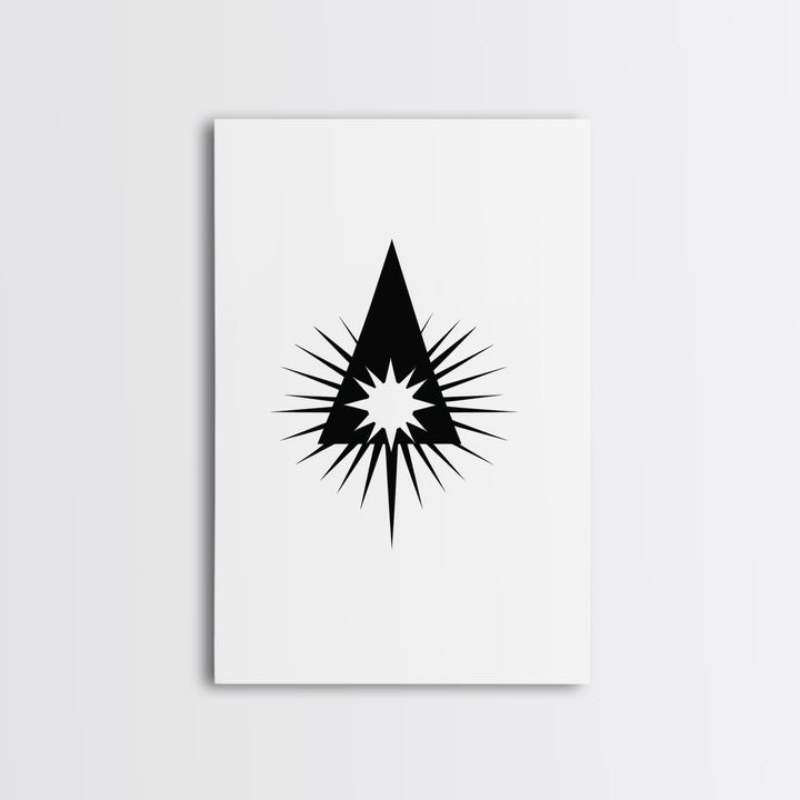 Black Triangle Starburst Wall Art, Minimal Atomic Geometry, Mid Century Modern Decor, Bold Geometric Poster Print, Scandinavian Art