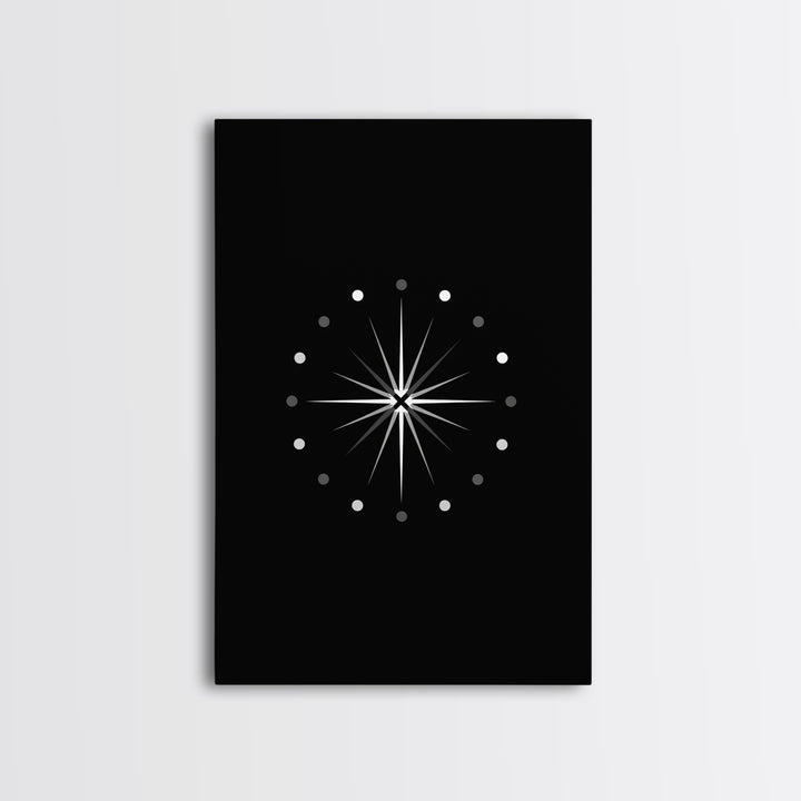 Black Atomic Starburst Wall Art, Mid Century Modern Art Print, Retro Geometric Poster, Minimalist MCM Wall Decor For Living Room