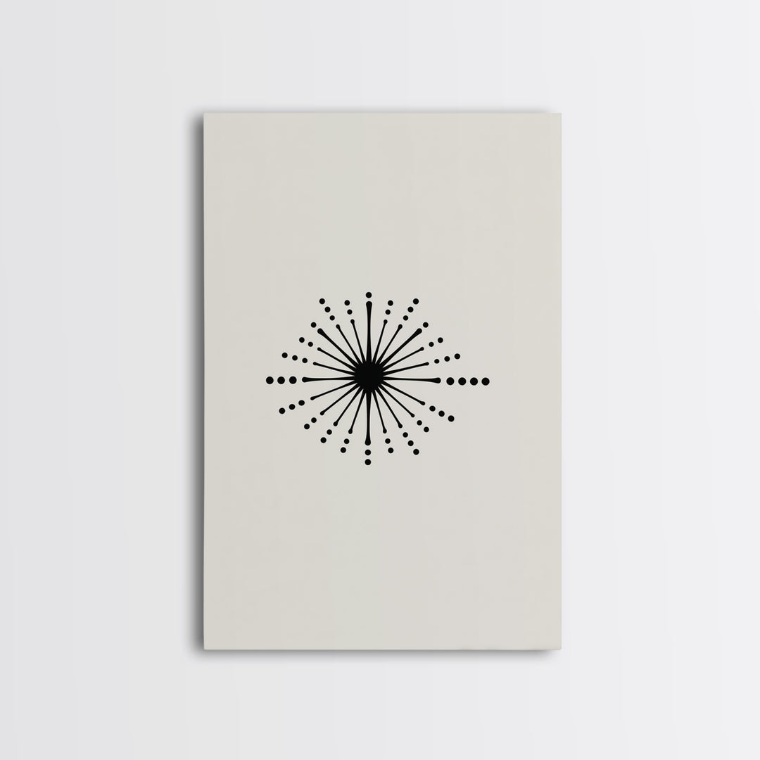 Cream Atomic Burst Canvas Print, Mid Century Modern Abstract Art, Retro Geometric Poster, Minimalist MCM Wall Decor For Office
