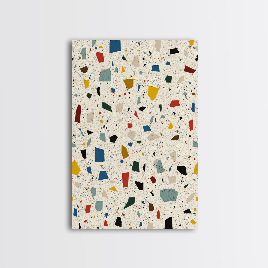 Speckled Confetti Terrazzo Shards Wall Art, Midcentury Modern Print, Colorful Geometric Abstract Home Office Living Room Decor