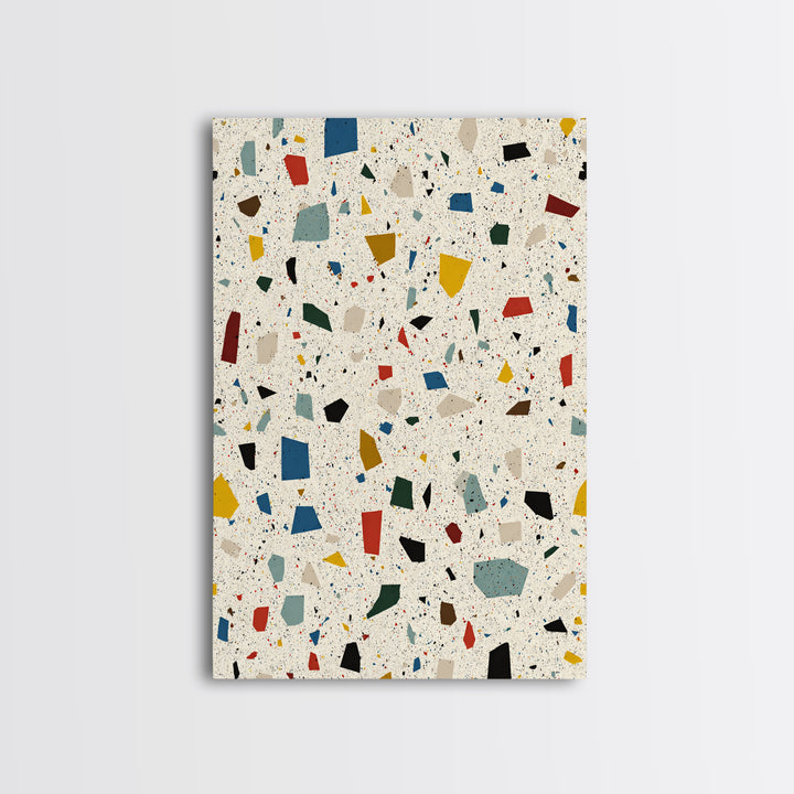 Speckled Confetti Terrazzo Shards Wall Art, Midcentury Modern Print, Colorful Geometric Abstract Home Office Living Room Decor