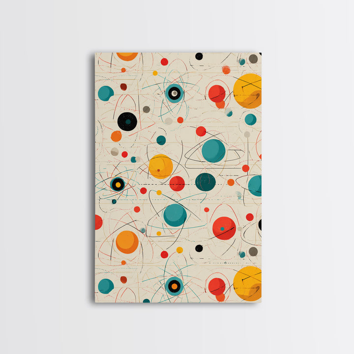 Atomic Teal Orange Planets And Orbit Lines Wall Art, Midcentury Modern Art, Retro Abstract Print, MCM Wall Decor, Modern Home Decor Gift