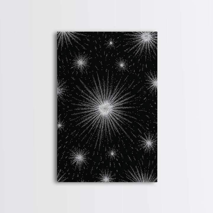 Black And White Atomic Starburst Wall Art, Midcentury Modern Art, Retro Abstract Poster, Minimalist Wall Decor, MCM Gift