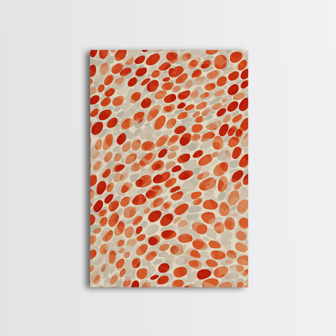 Orange Red Pebble Pattern Wall Art, Midcentury Modern Print, Retro Abstract Decor, Warm Geometric Art For Kitchen Decor Gift
