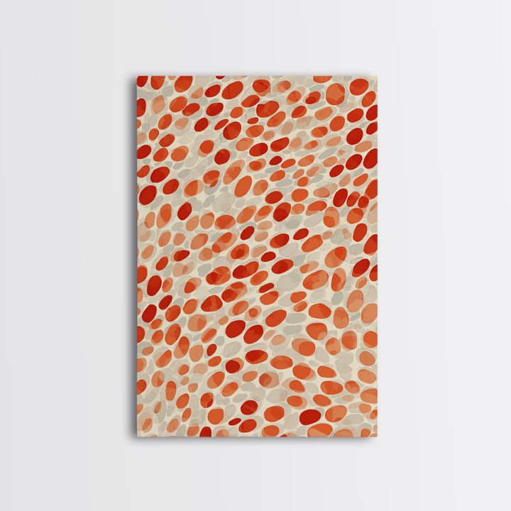 Orange Red Pebble Pattern Wall Art, Midcentury Modern Print, Retro Abstract Decor, Warm Geometric Art For Kitchen Decor Gift