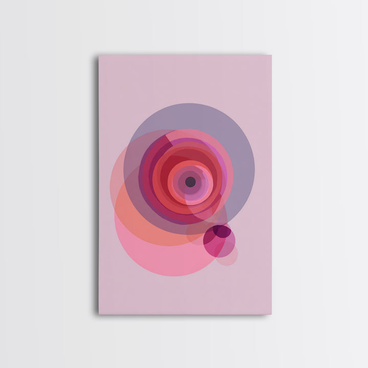 Pink Concentric Circles Abstract Wall Art, Midcentury Modern Art Print, Geometric Wall Decor, Retro MCM Living Room Decor