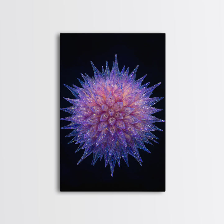 Purple Crystal Spiky Flower Wall Art, Modern Abstract Art, Colorful Wall Art, Unique Art Print, Vibrant Art Purple, Home Decor