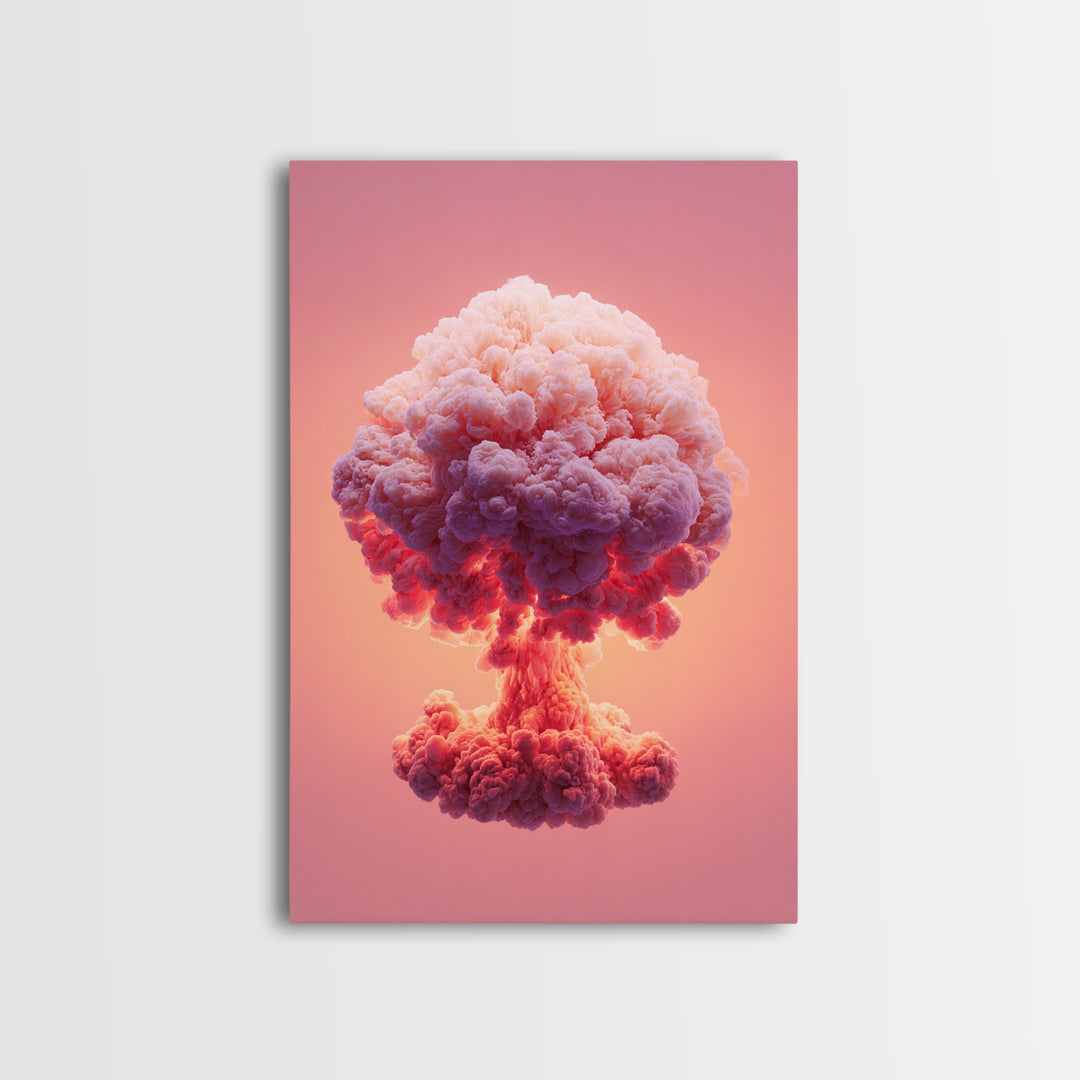 Pink Cotton Candy Mushroom Cloud Canvas Print, Surreal Atomic Pop Art Poster, Vaporwave Wall Decor, Modern Abstract Art Gift