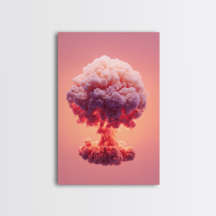 Pink Cotton Candy Mushroom Cloud Canvas Print, Surreal Atomic Pop Art Poster, Vaporwave Wall Decor, Modern Abstract Art Gift
