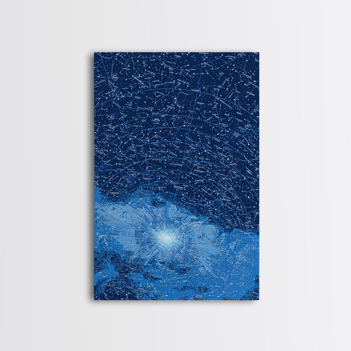 Blue Constellation Star Map Wall Art, Celestial Astronomy Poster, Space Abstract Art, Modern Digital Print, Office Decor