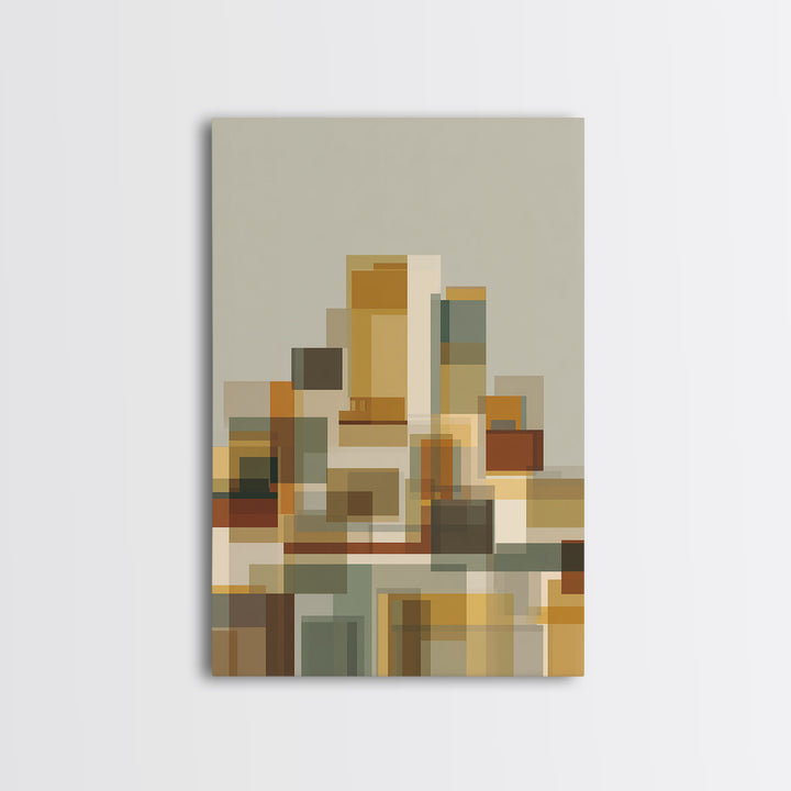 Minimal Geometric Blocks Wall Art, Midcentury Modern Art Print, Abstract Neutral Poster, Bauhaus Inspired Home Decor, Gift