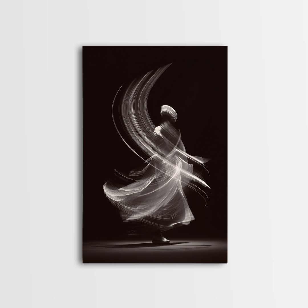 Black White Whirling Dancer Wall Art, Minimalist Abstract Art, Modern Motion Poster, Elegant Bedroom Decor, Fine Art Print