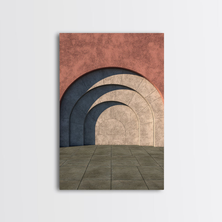 Pastel Concrete Archway Wall Art, Scandinavian Modern Architecture Print, Minimalist Geometric Decor, Neutral MCM Home Art